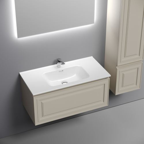 Тумба под раковину Sancos Very VR90CE 90х40 подвесная цвет бежевый - фото 4